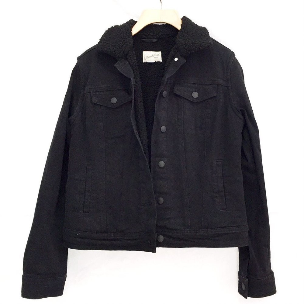 ♡NWOT Fleece lined black denim jacket | Black, M